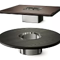 Minotti Helene Round Square Coffee Table Combination Square Coffee Table Round Coffee Table Wood Grain Coffee Table 3d model