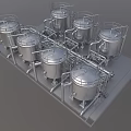 Industrial Stainless Steel Tank System With Pipes And Storage Vessels