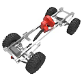 Off Road Vehicle Chassis Frame With Large Tires Red Motor And Gray Components