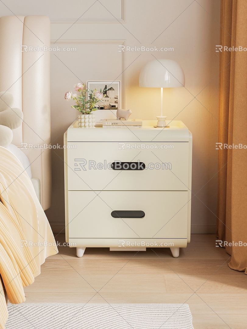 Nordic Cream Simple Bedside Cabinet Bucket Cabinet model