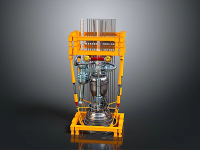 Industrial Mechanical Equipment With Yellow Frame And Multi Layer Silver Core Components 3d model