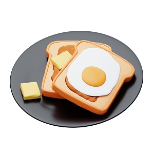 Modern Bread Cartoon Bread Breakfast Food 3d model