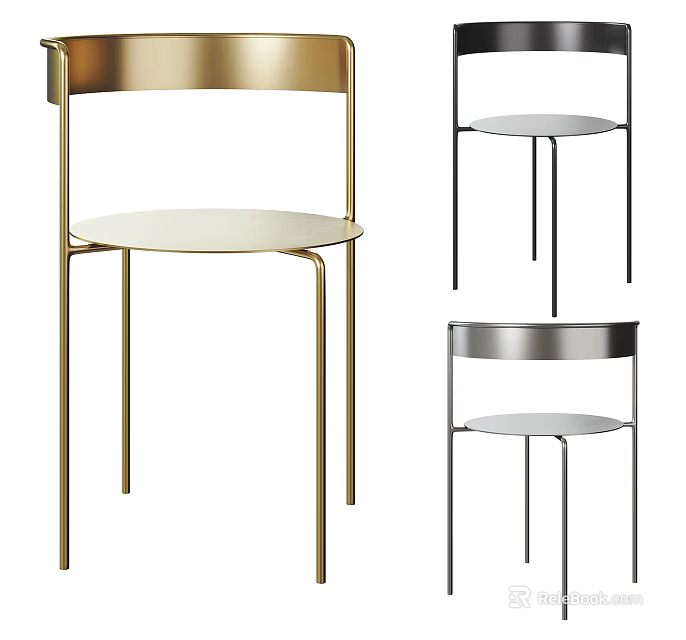 Modern Single Chair Design With Metallic Frame And Round Seat In Multiple Colors 3d model 