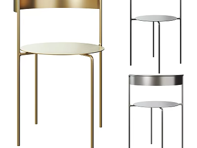 Modern Single Chair Design With Metallic Frame And Round Seat In Multiple Colors 3d model