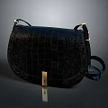 Elegant Saddle Shaped Crossbody Bag With Crocodile Texture And Golden Hardware