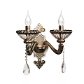 Elegant Wall Sconce With Gold Metal Frame Ornate Details And Crystal Pendants