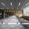 Spacious Fitness Gym Interior With Workout Equipment Dumbbells Barbells And Training Area