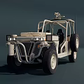 Military Off Road Vehicle With Open Top Design And Roof Mounted Equipment