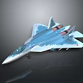 Sleek Blue Camouflage Fighter Jet With Twin Engines Red Markings And Dark Surface Reflection
