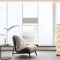 White Window Curtains In Modern Living Room With Natural Light Chair Plant And Floor Lamp