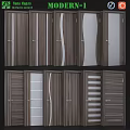Modern Hinged Doors With Wooden Panels Glass Inserts And Vertical Stripes Design