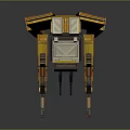 Yellow Armored Mechanical Walker Character With Four Legged Sci Fi Design 3d model