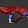 Man Standing with Fist Raised in Blue Superhero Costume Red Cape and Yellow S Logo