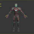 Iron Man Red Armor Design With Helmet And Chest Light Details