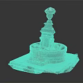 Decorative Stone Garden Fountain With Square Base Round Basin And Ornate Top