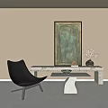 Modern single chair hanging painting case 3d model