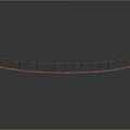 Detailed Red Wooden Bridge Structure With Railings And Deck Design