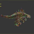 Giant Brown Dinosaur Model With Brick Structure And Spikes On Gray Background