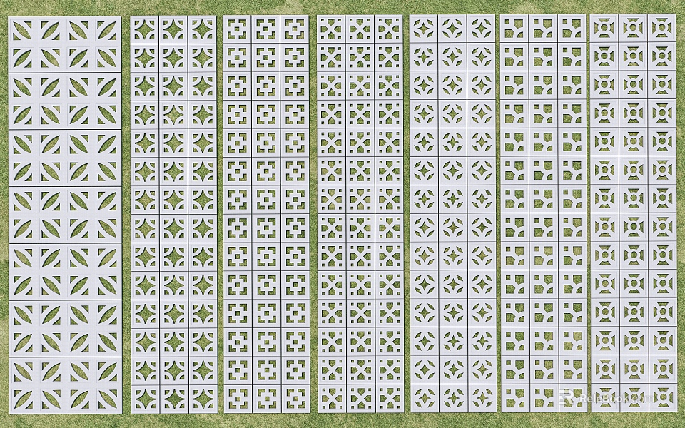 Garden Path Paving With Various Patterned Tiles For Outdoor Landscape Design 3d model 