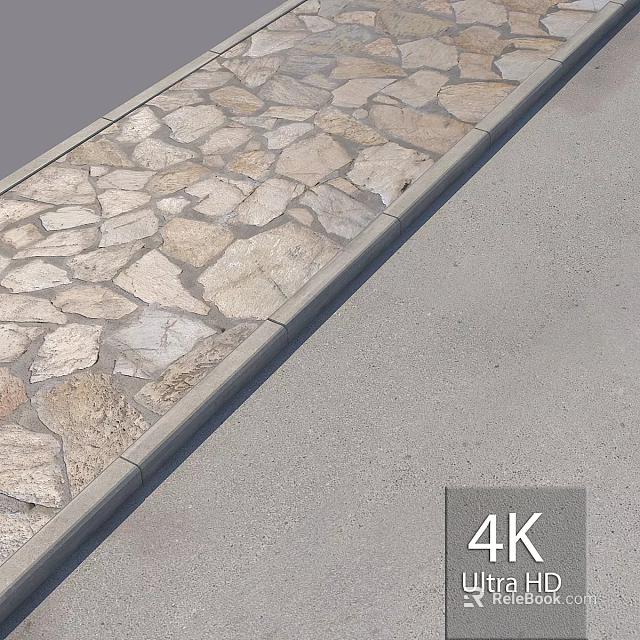 Stone Paved And Concrete Ground With Curb Edge In High Definition 4K 3d model 