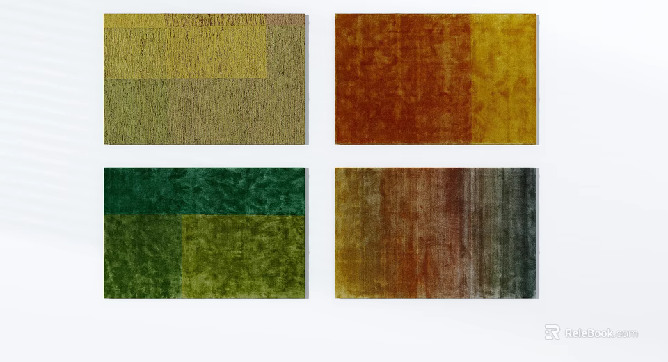 Colorful Square Carpets With Geometric Block Patterns And Rich Textured Details 3d model