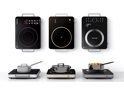 Modern Electric Cooktops Kitchen Appliances with Sleek Black Design and Control Panels 3d model