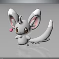 Cute White Creature With Big Pink Inner Ears Brown Eyes Long Tail And Pink Heart