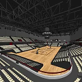 Spacious Modern Basketball Arena Interior Design With Wooden Court And Seating