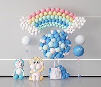 Modern Meichen Balloon Combination Balloon Meichen Balloon Rainbow Balloon Ornaments 3d model