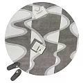 Modern Round Rug With Wavy Gray And White Pattern For Home Decor 3d model