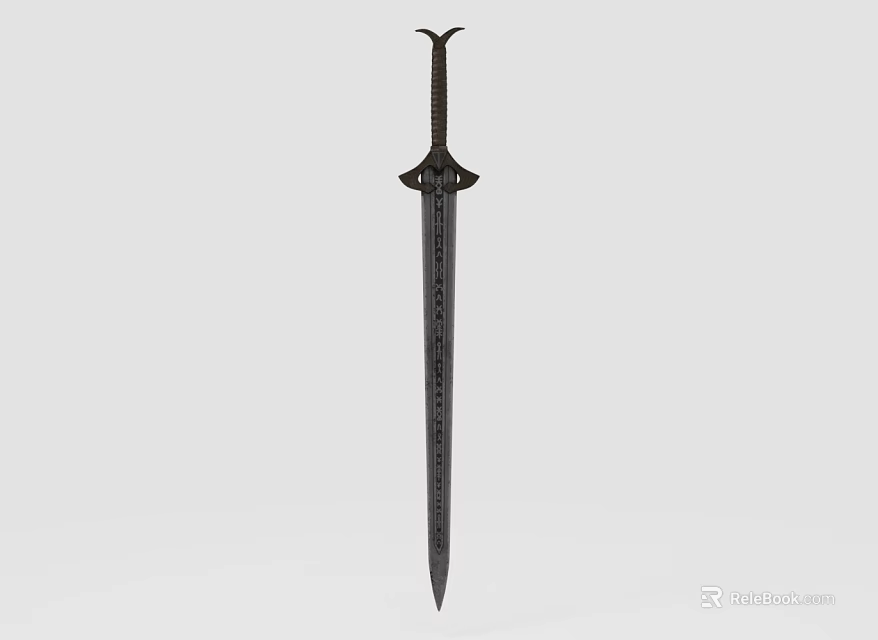 Medieval Sword With Intricate Hilt Design And Sharp Metal Blade 3d model