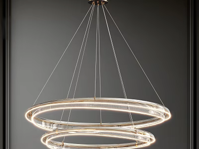 Modern Double Ring Crystal Chandelier with Metal Hanging Frame Interior Design 3d model
