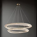 Modern Double Ring Crystal Chandelier with Metal Hanging Frame Interior Design 3d model