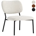 Leisure Chair With White Fluffy Fabric And Black Metal Legs Available In Brown And Black