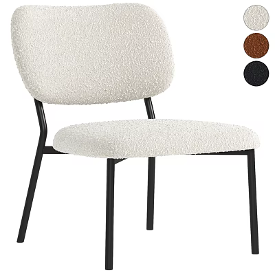 Leisure Chair With White Fluffy Fabric And Black Metal Legs Available In Brown And Black 3d model