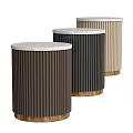 Dark Gray Fluted Side Table With White Marble Top And Golden Base 3d model