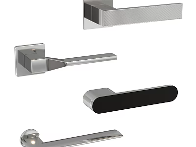 Modern Door Handles With Stainless Steel And Black Accent In Four Styles 3d model