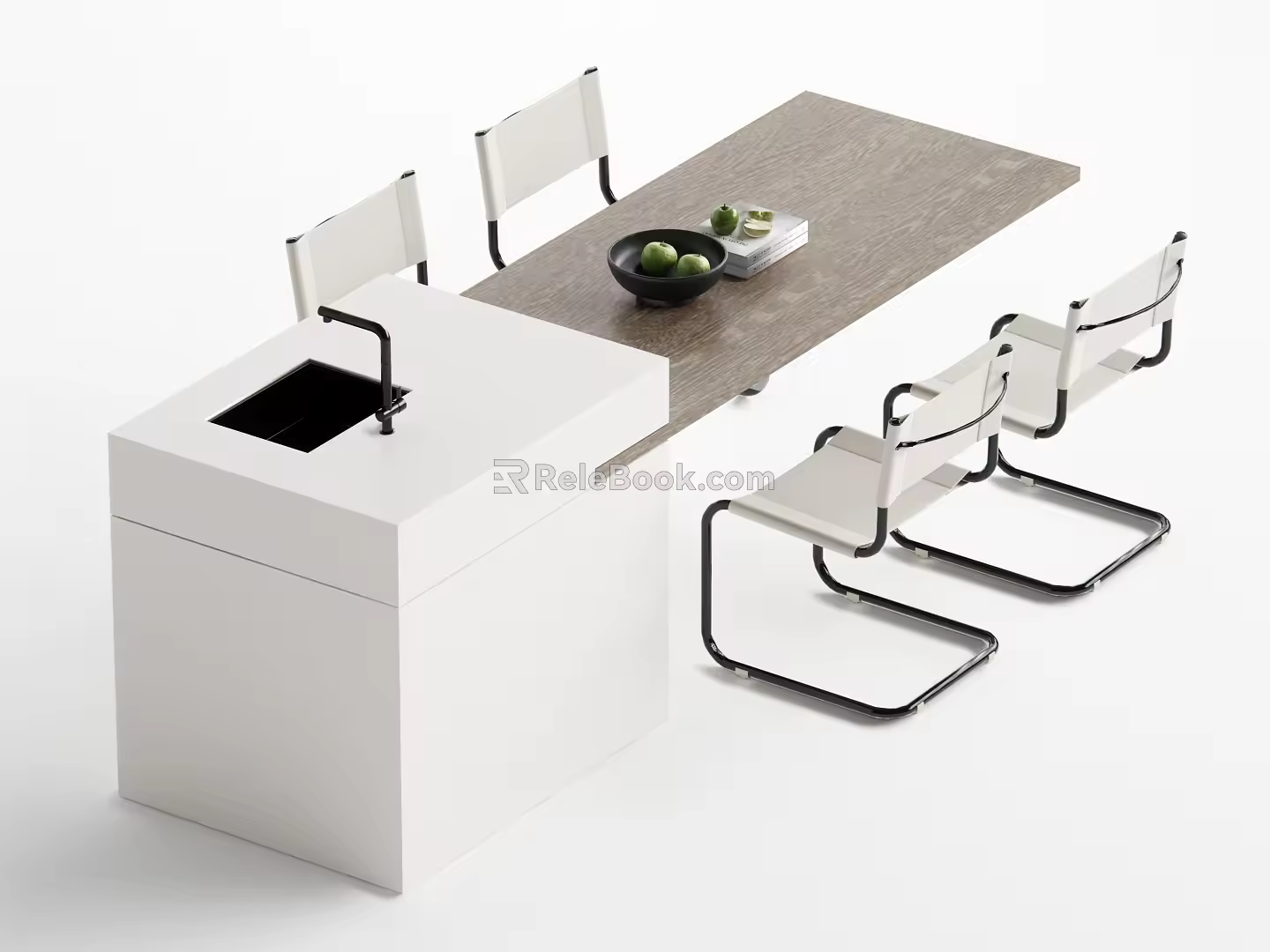 Modern Nakajima Dining Table and Chair Combination 3d model