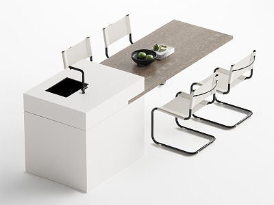 Modern Nakajima Dining Table and Chair Combination model