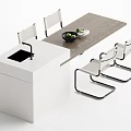 Modern Nakajima Dining Table and Chair Combination 3d model