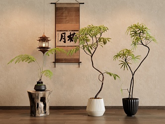 Plant Potted Green Plant Bonsai Jewelry Ornaments Decorative Painting Hanging Painting Chandelier 3d model