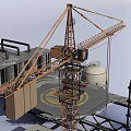 Detailed Industrial Equipment 3D Model Featuring Crane Pipes Storage Tanks And Factory Structures