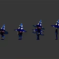 Magical Wizard Characters With Blue Starry Hats And Wands Standing Together