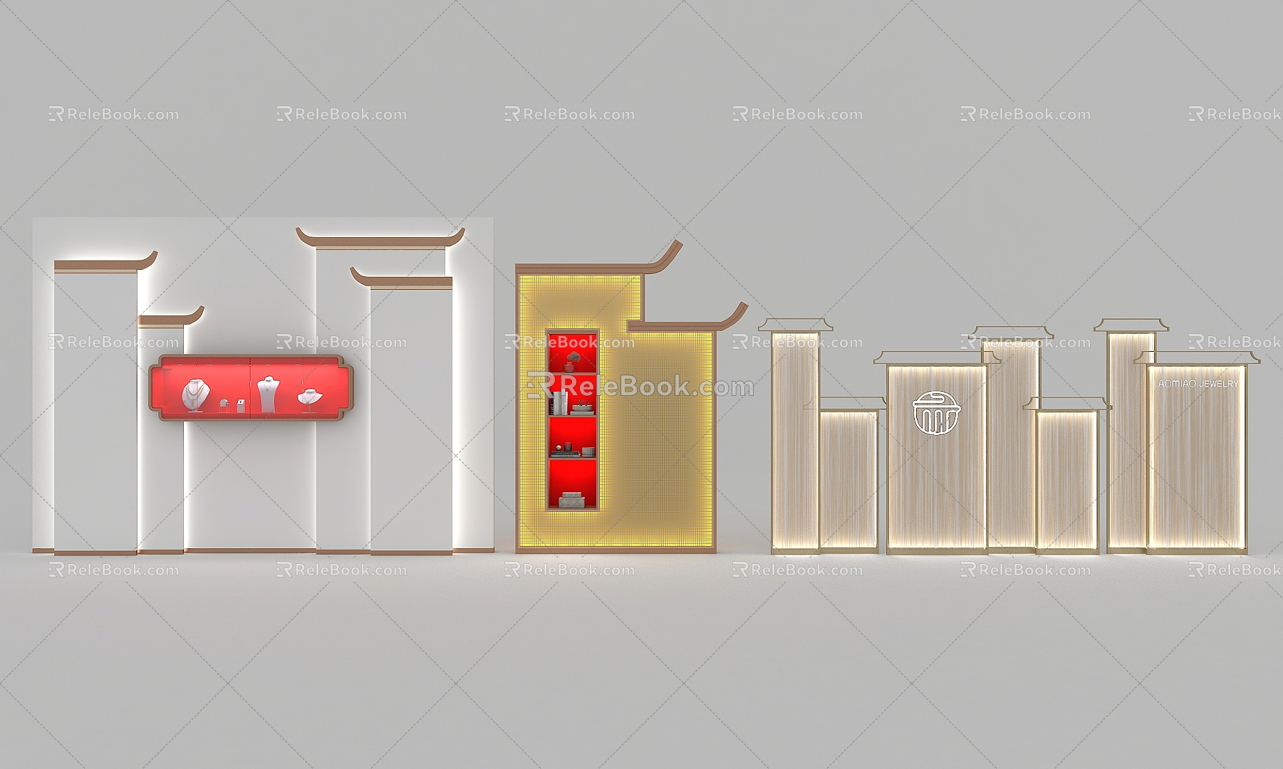 Jewelry Store New Chinese Wall Elements Huizhou Elements New Chinese Jewelry Store Niches New Chinese Glass Partition Jewelry Store Wall Window Window Background 3d model