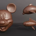 Artistic Carved Animal Sculptures Featuring Mickey Mouse Head Dolphin And Fish