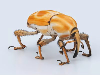 Orange And White Reptile With Spiky Legs And Beak Like Mouth On Light Background 3d model