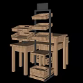 Wooden Retail Display Shelves With Multiple Tiers And Storage Design