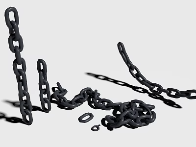 Black Chain Decorative Ornament Set With Various Lengths And Shapes On White Background 3d model