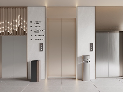 Modern elevator hall elevator door 3d model