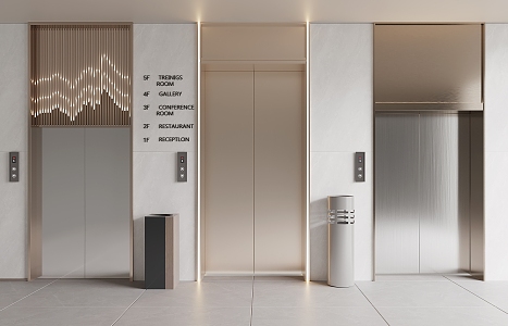 Modern elevator hall elevator door 3d model